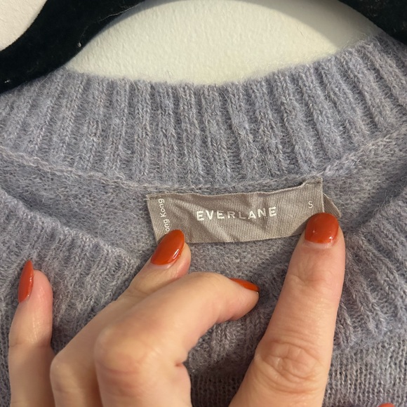 Everlane Alpaca Wool Blend Soft periwinkle blue Knit Top Short Sleeve Sweater - Picture 3 of 8